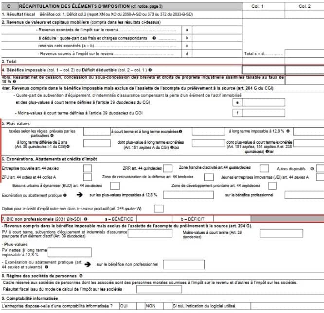 liasse fiscale 2031 résultat