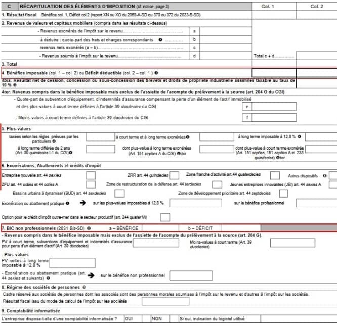 liasse fiscale 2031 résultat