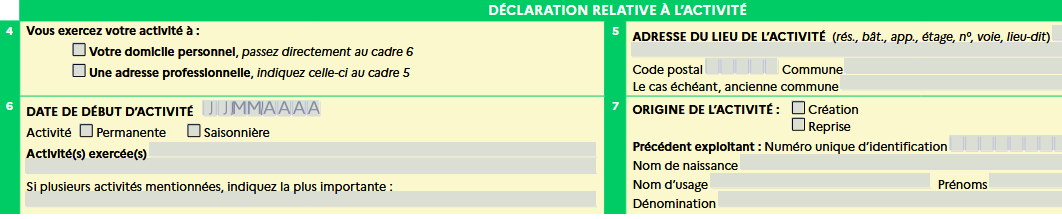 p0i case declaration relative a l'activite